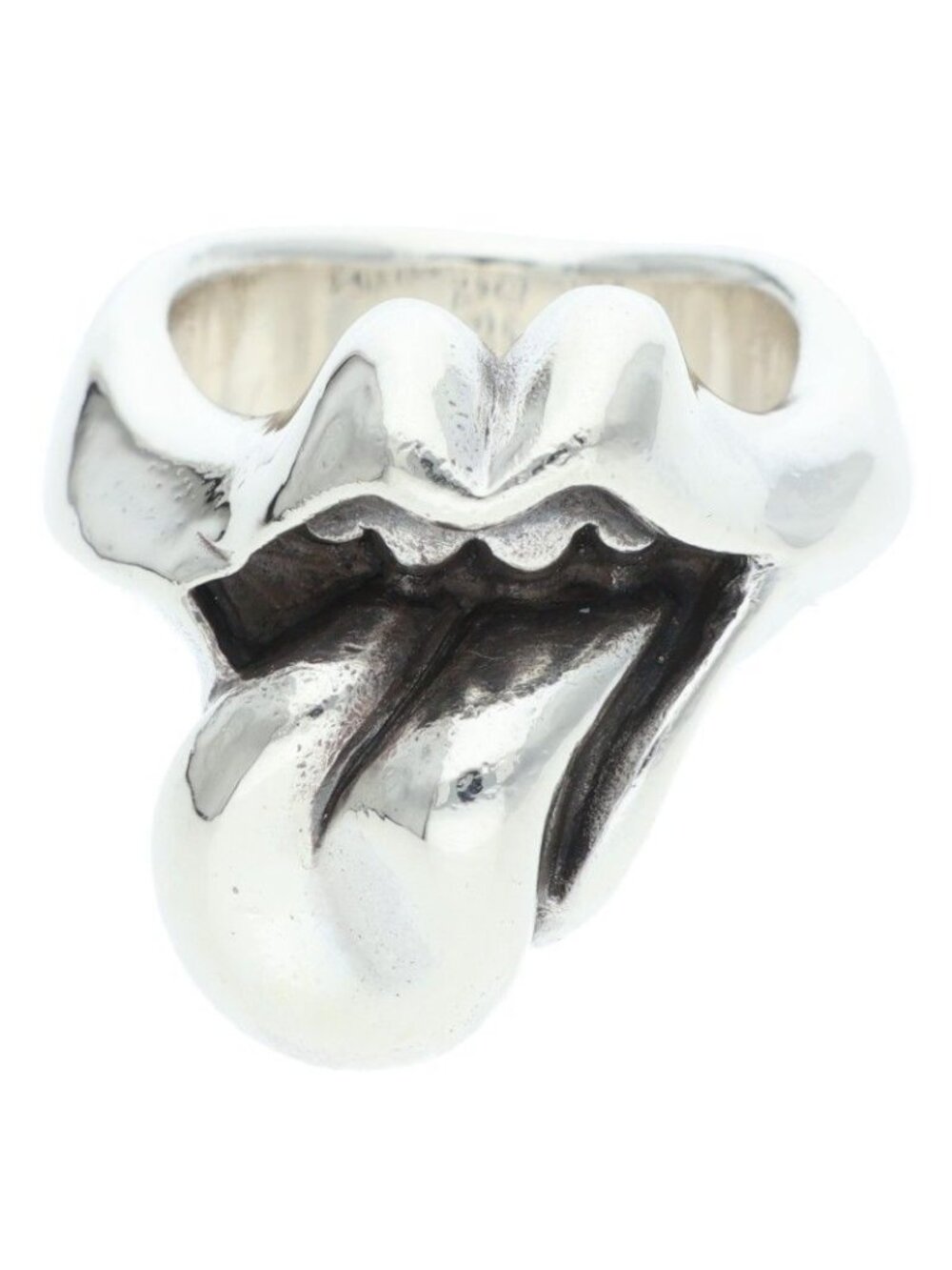 Chrome Hearts Lip Tongue Md Lip and Tan Medium Silver Ring